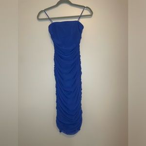 B Darlin rusched, fitted blue party/formal dress. Sz XS